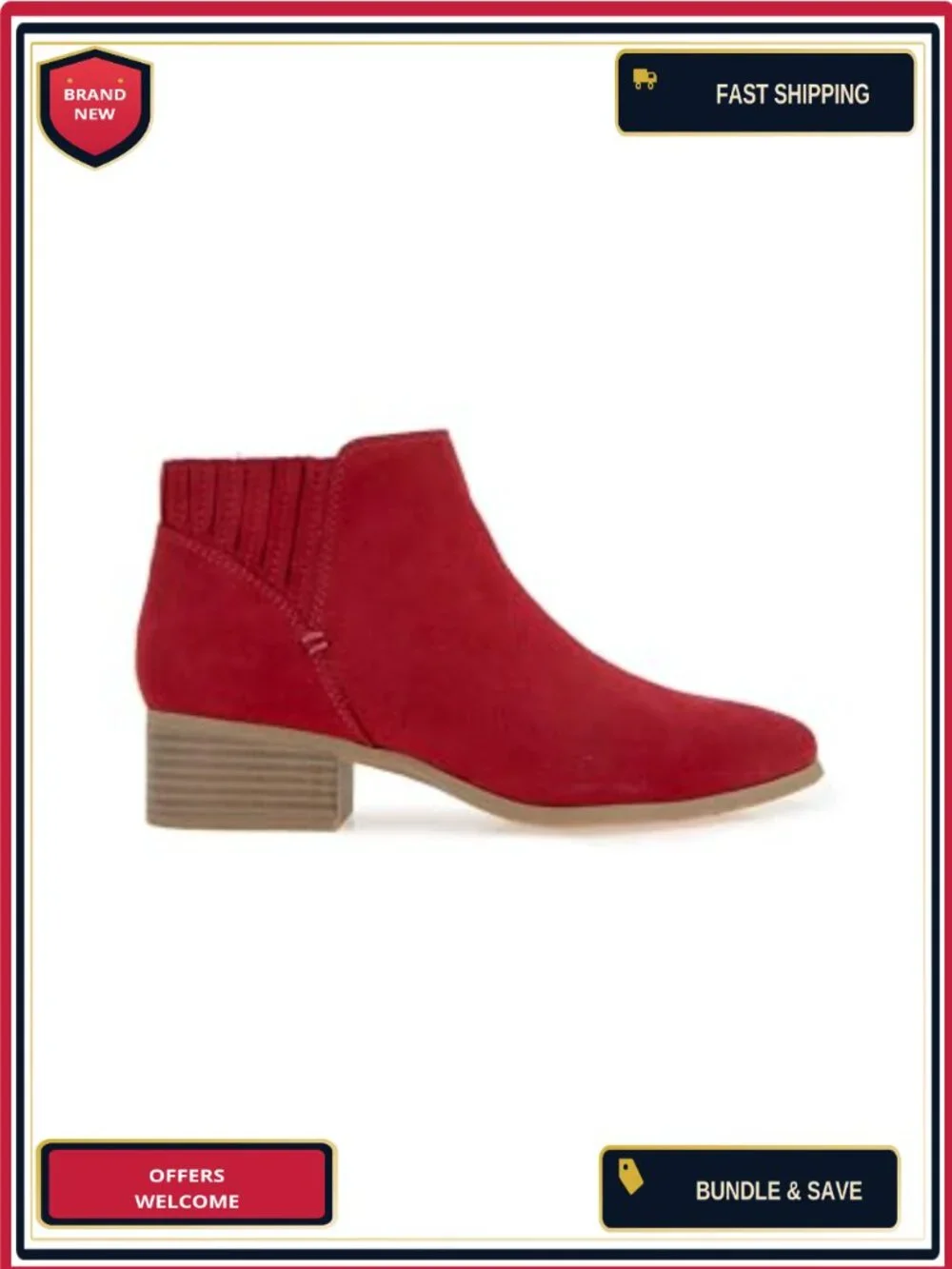 Block Heel Ankle Bootie with Inside Zip Synthetic